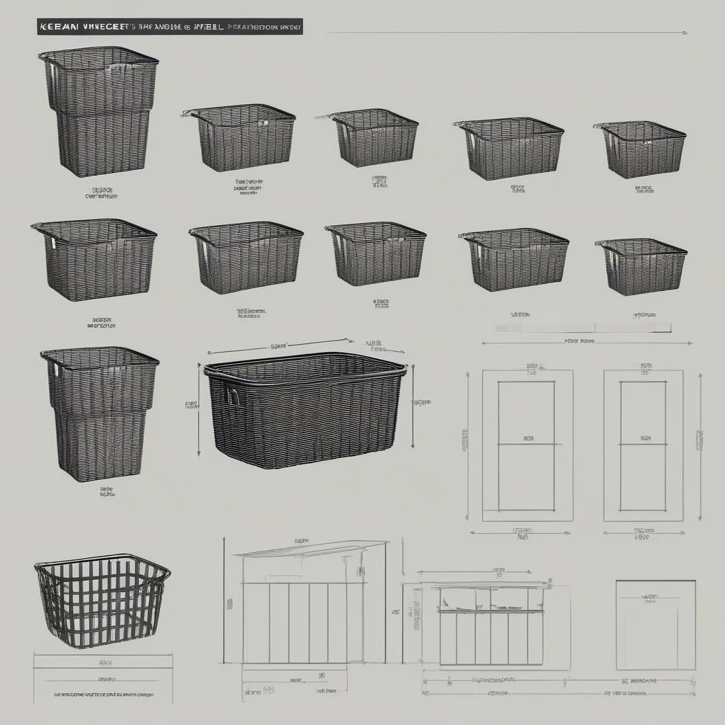 Comparison of different sizes of the Keenan 6 Wicker Basket, showcasing the variations in dimensions.