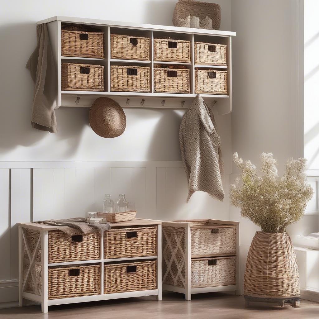 Keenan 6 Wicker Basket Storage Chest in Different Finishes