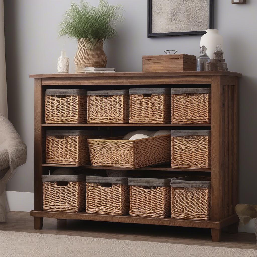 Keenan 6 Wicker Basket Storage Chest Overview