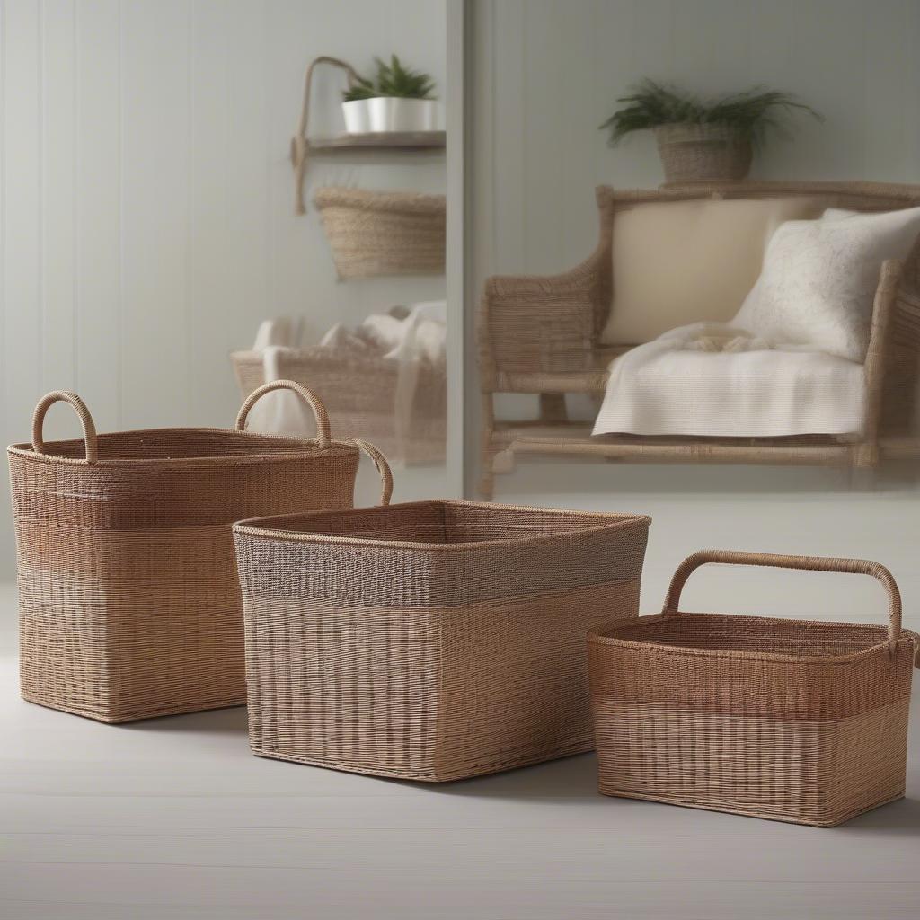 Large Resin Wicker Storage Baskets in Various Sizes and Styles