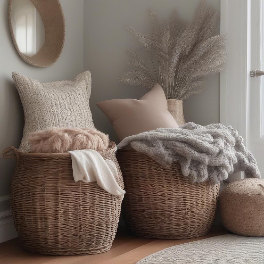 Large Wicker Basket in Living Room