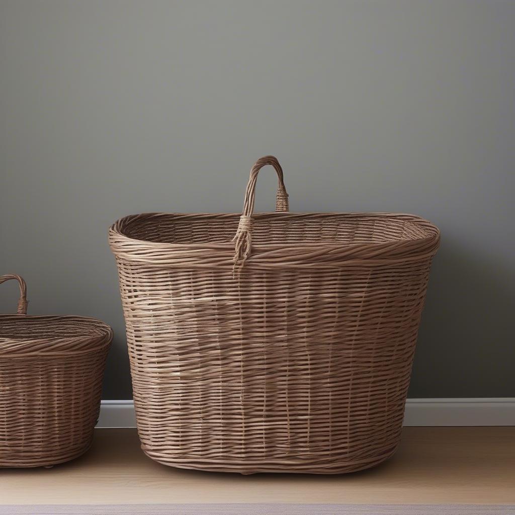 Various Large Wicker Storage Baskets on Wheels