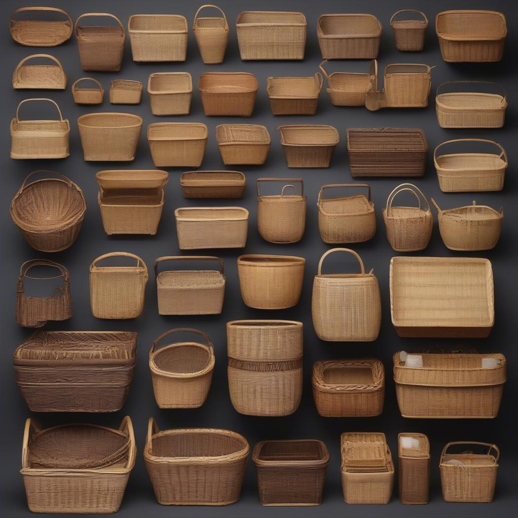 Variety of Large Wicker Storage Baskets with Handles