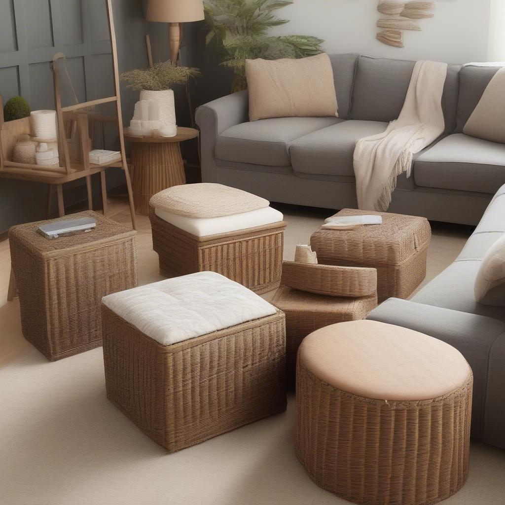 Choosing the right size and shape for your large wicker storage ottoman