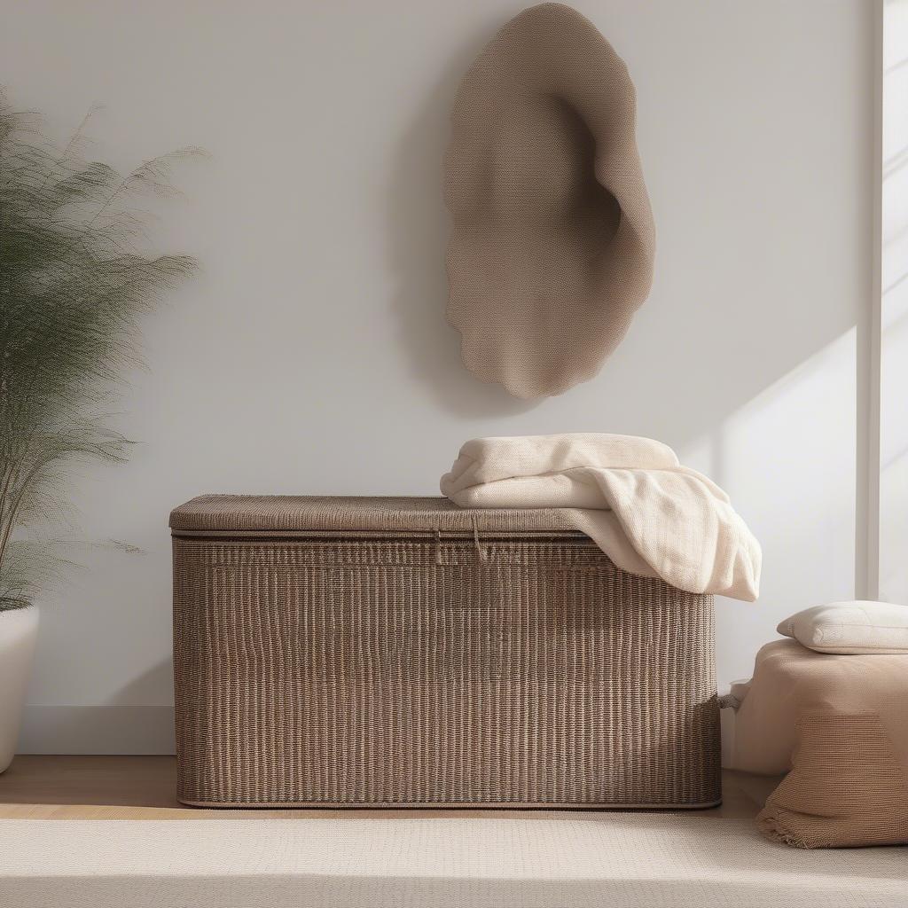 Large Wicker Storage Unit in a Living Room