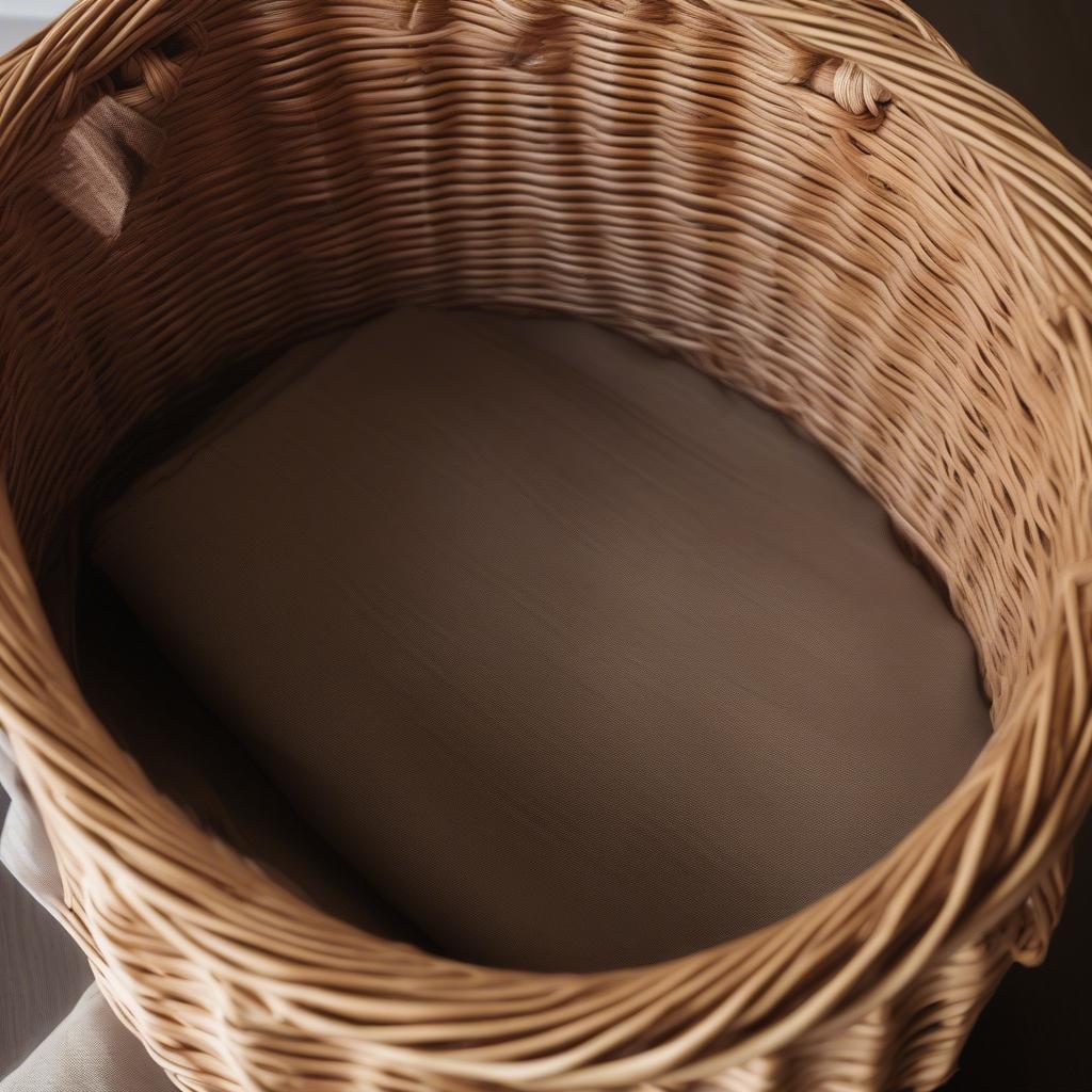 Close-up of the Lining Inside a Wicker Basket