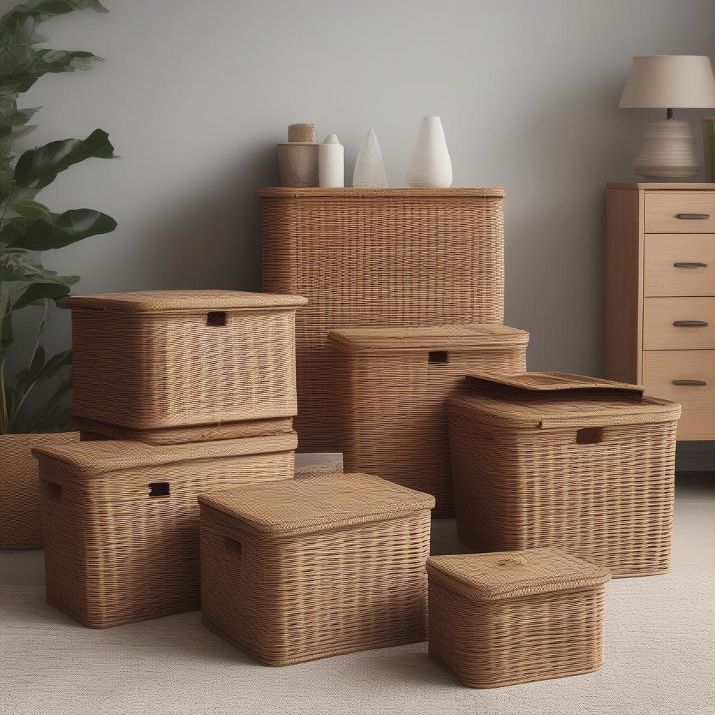 Various Sizes of Low Wicker Storage Lids