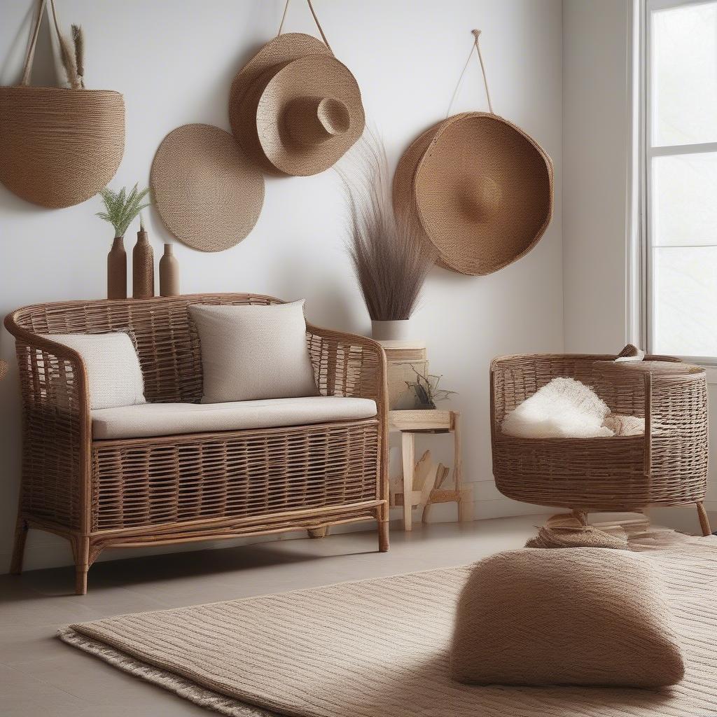 Styling wicker storage in different home decor styles.