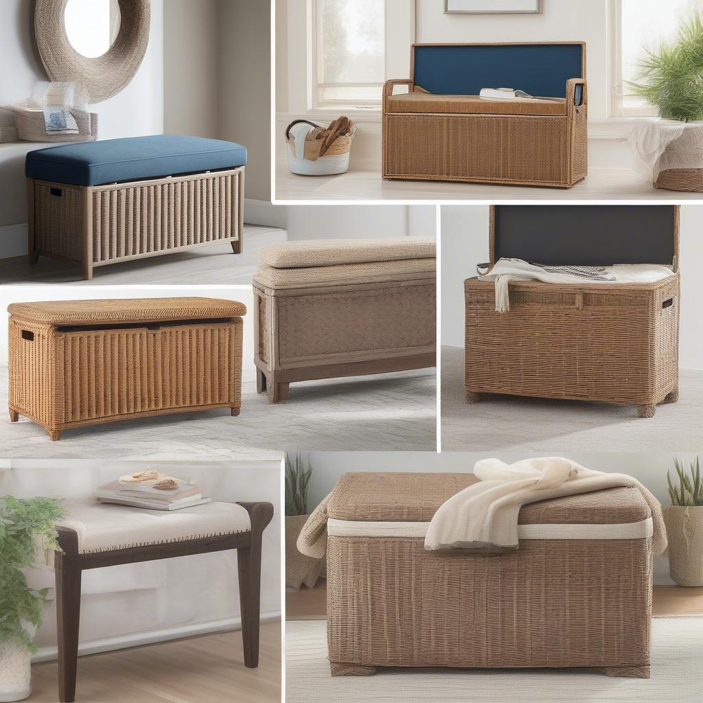 Macri Wicker Flip Top Storage Bench Decor Ideas