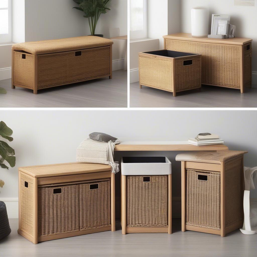 Macri Wicker Flip Top Storage Bench Sizes and Dimensions