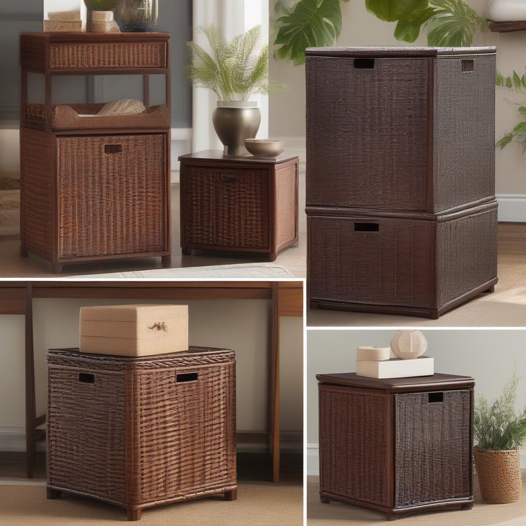 Variety of Mahogany Wicker Cube Storage Options