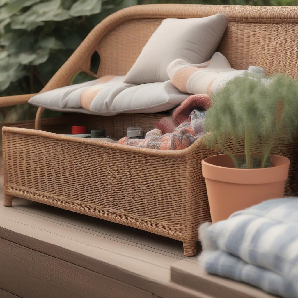 Organizing Outdoor Storage in a Wicker Loveseat