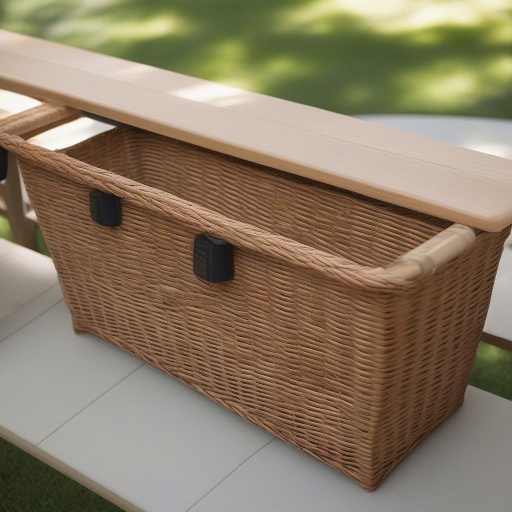 Measuring under bench space for wicker baskets