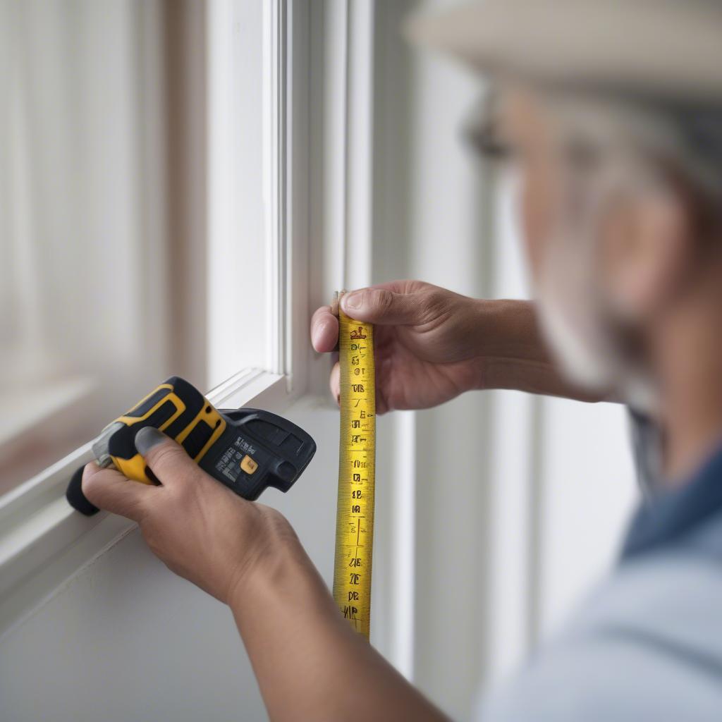 Measuring a window for wicker blinds