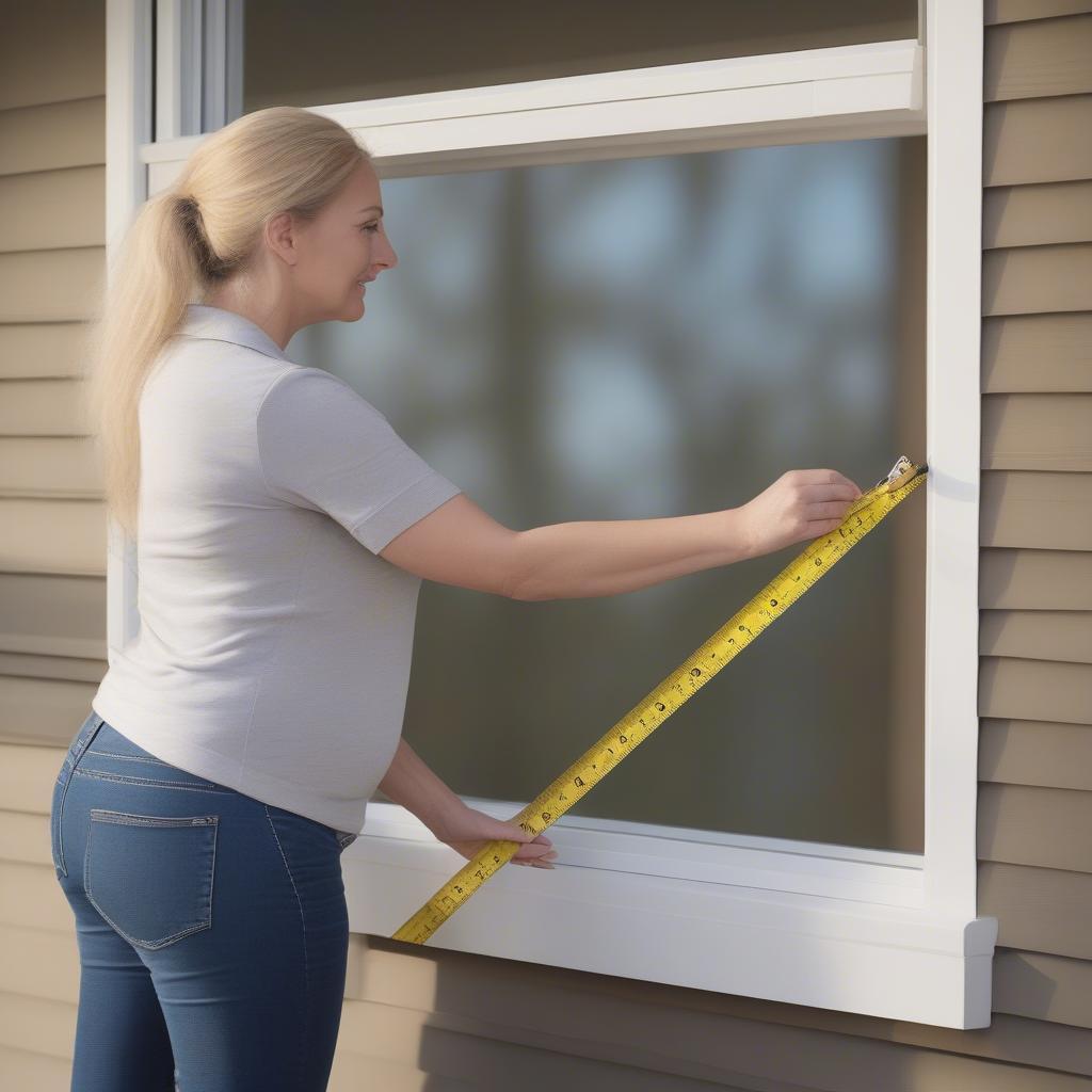 Measuring a window for wicker blinds