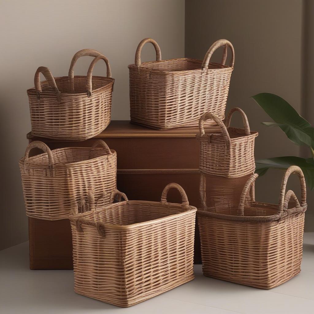 Various Medium Wicker Storage Baskets