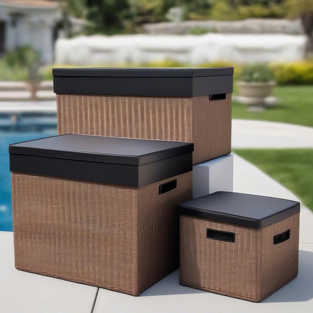 Modena Resin Wicker Cushion Storage Boxes in Different Sizes