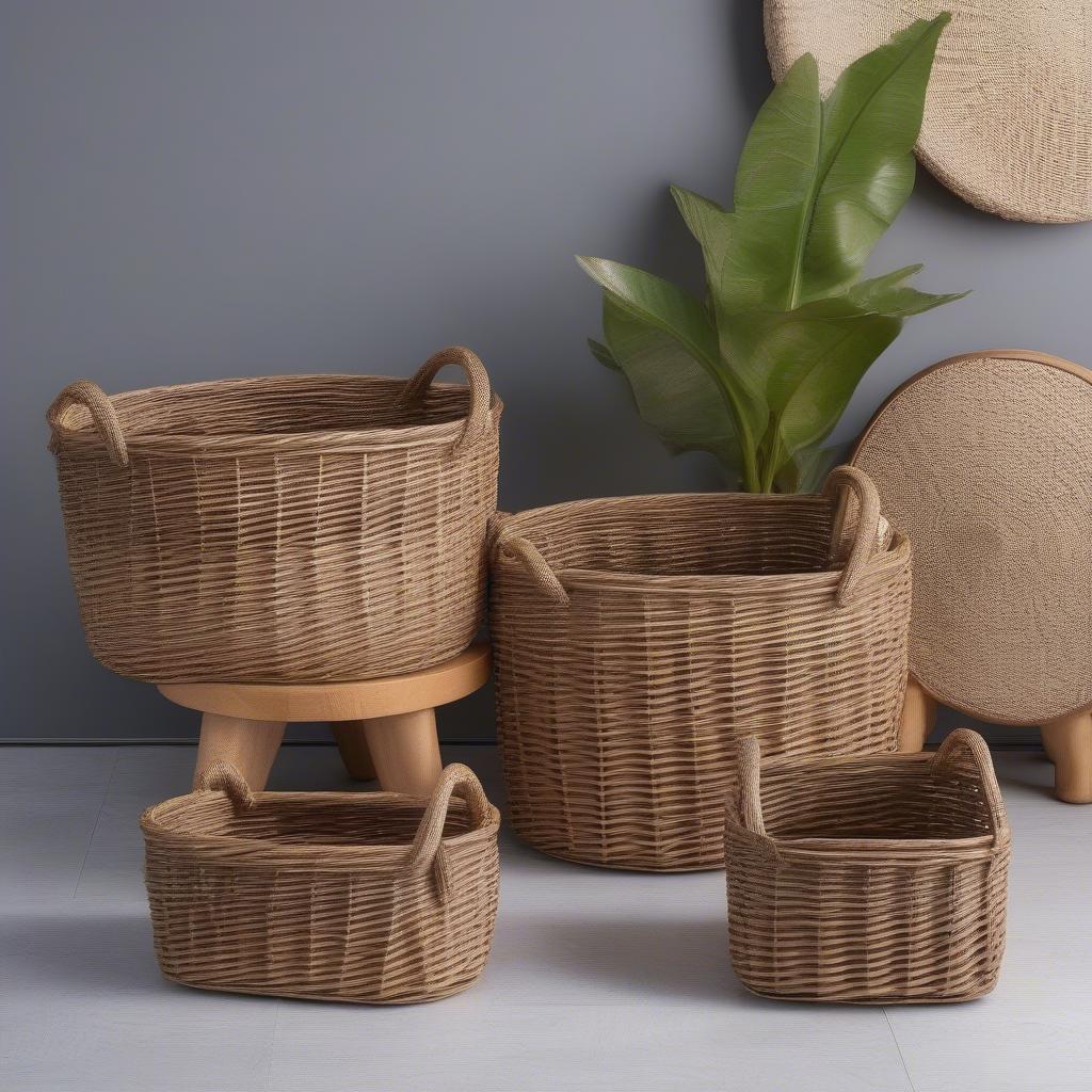 Narrow Wicker Storage in a Bedroom