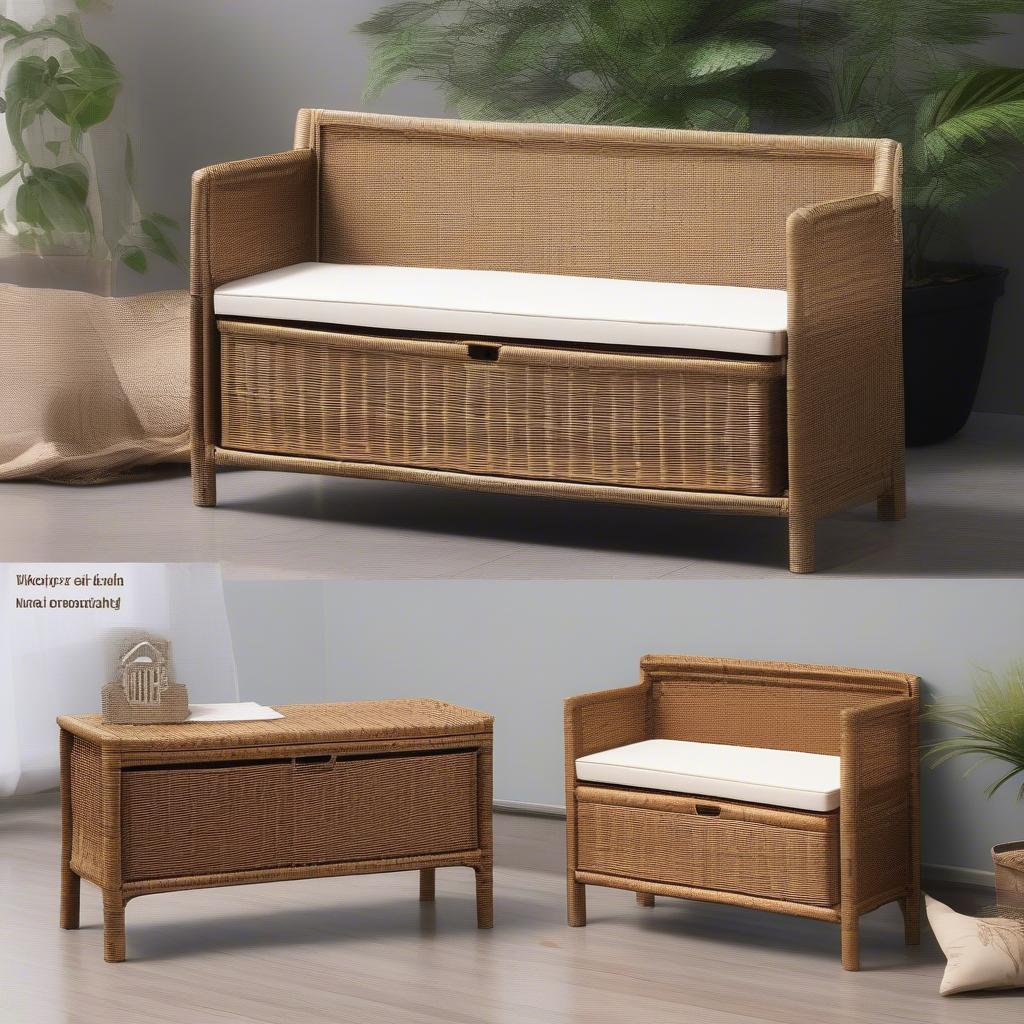 Comparing Natural and Synthetic Wicker Storage Benches