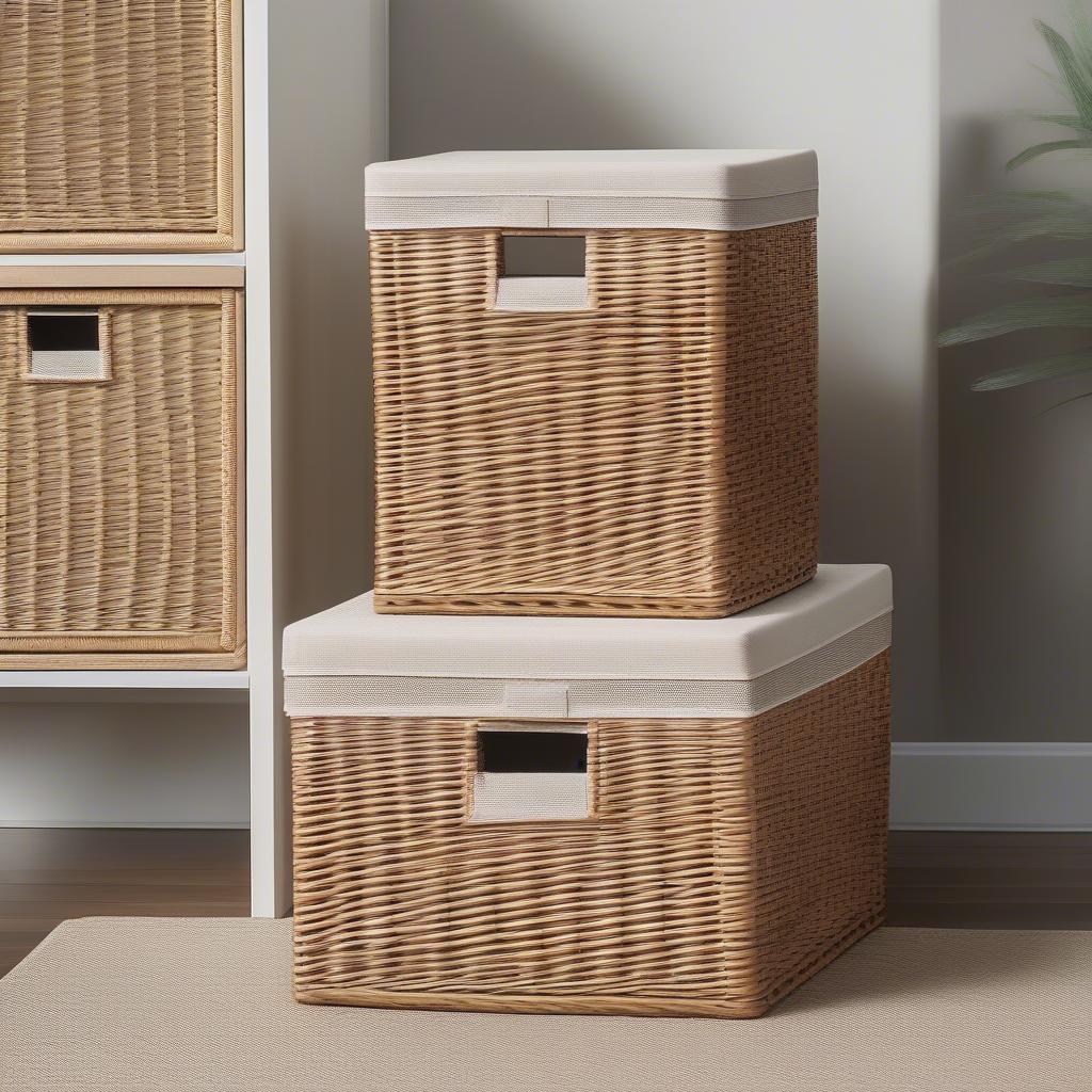 Natural vs. Synthetic Wicker Storage Cubes