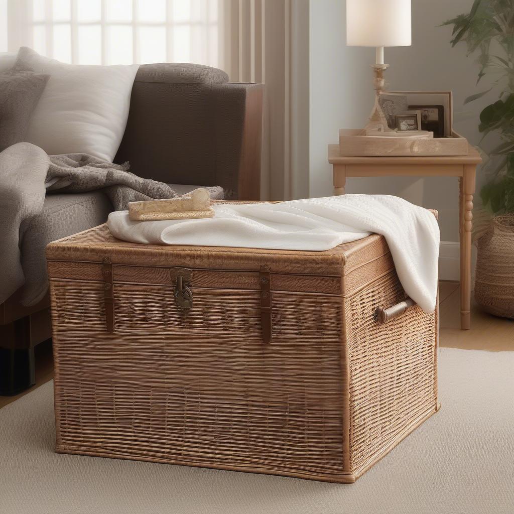 Natural Wicker Trunk in Living Room