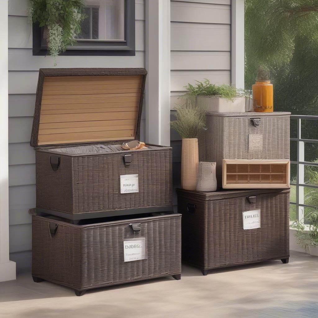 Noble House Wicker Outdoor Storage Chest Sizes