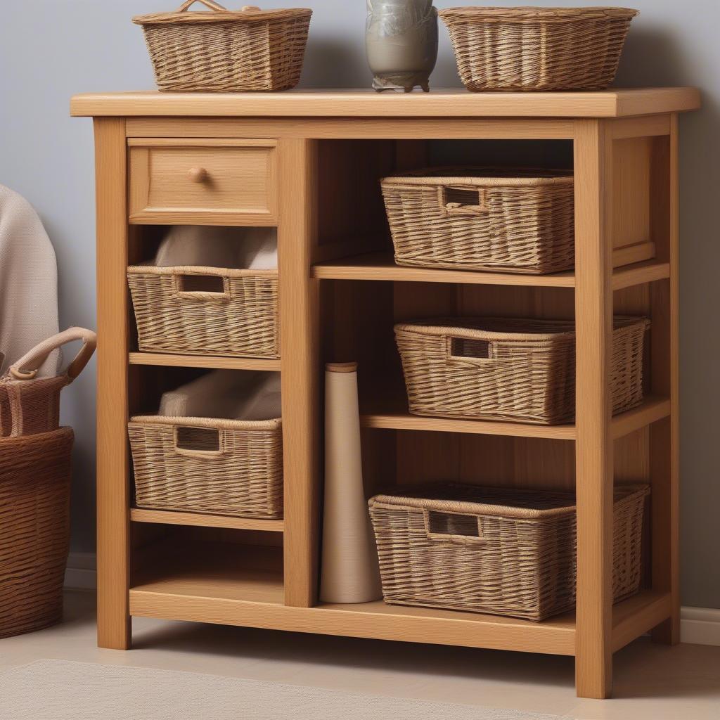 Caring for Oak Storage Unit and Wicker Baskets