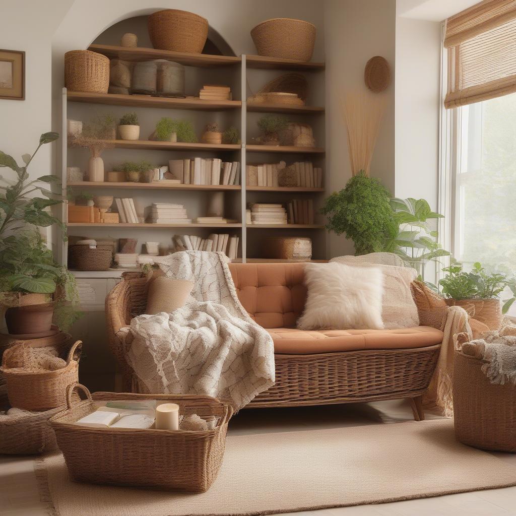 Open Wicker Baskets in a Living Room Setting