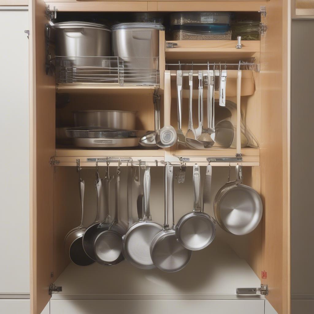 Organized Kitchen Cabinets with a Wickes Hanging Rail