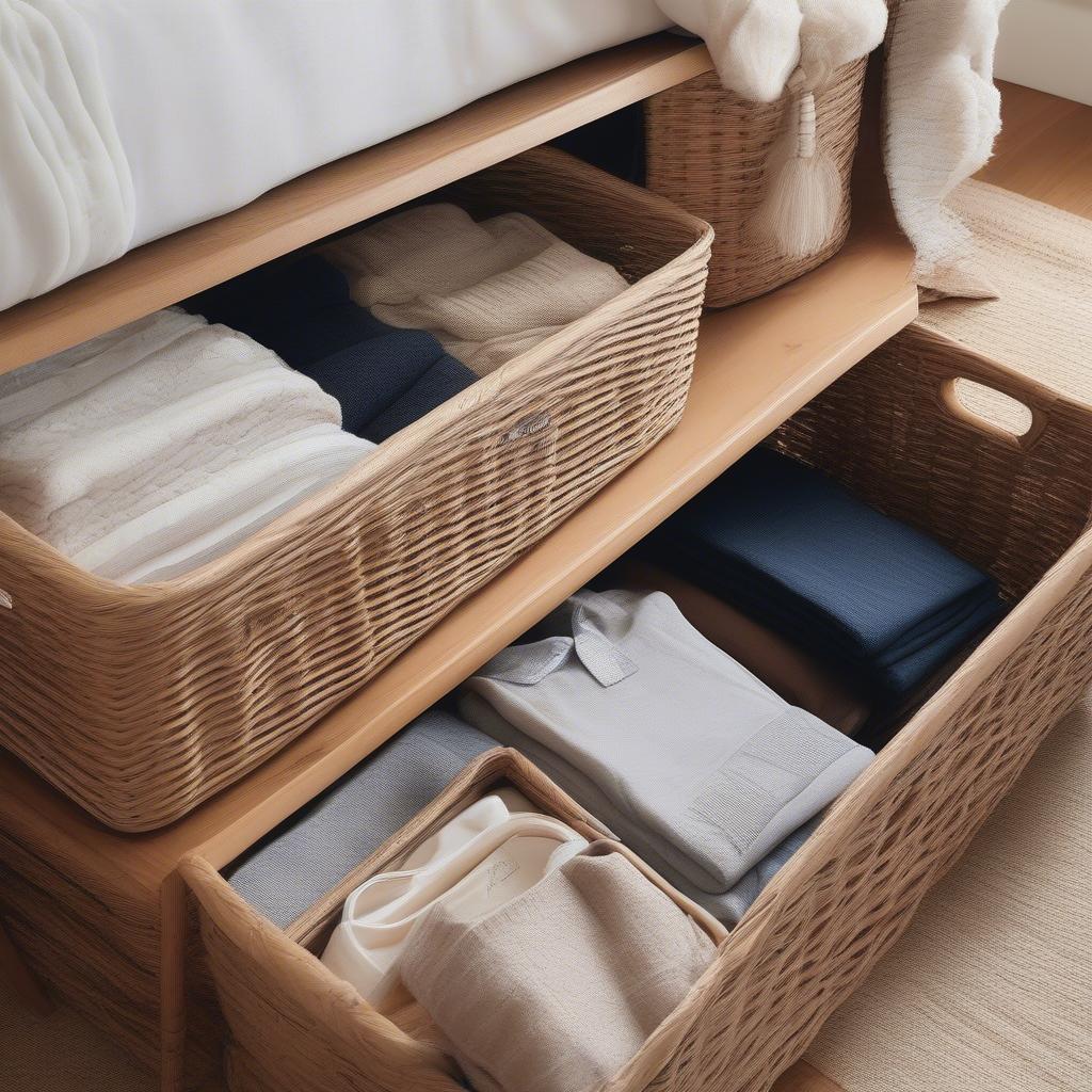 Organized Underbed Storage with Wicker Baskets