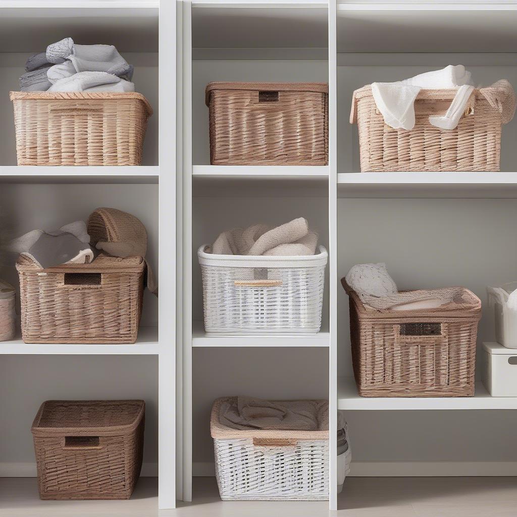 Organizing with 15x9x8 Plastic Wicker Baskets