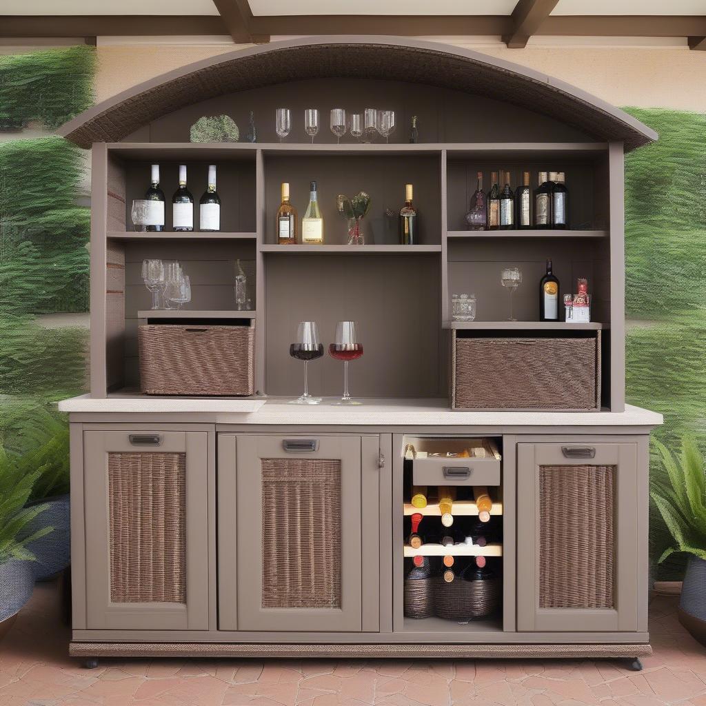 Different Styles of Outdoor Faux Wicker Bar Cabinets