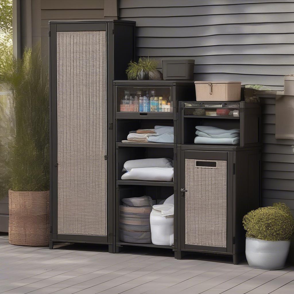 Outdoor Resin Wicker Storage Cabinets in Different Sizes