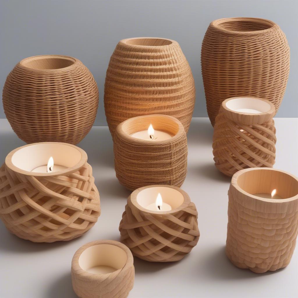 Outdoor Wicker Candle Holders in Different Sizes