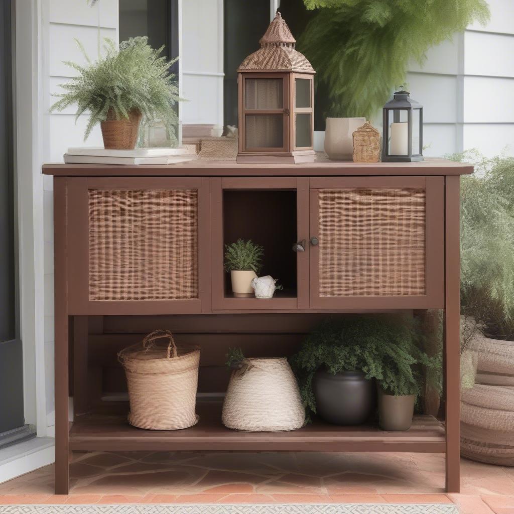 Styled Outdoor Wicker Console Cabinet