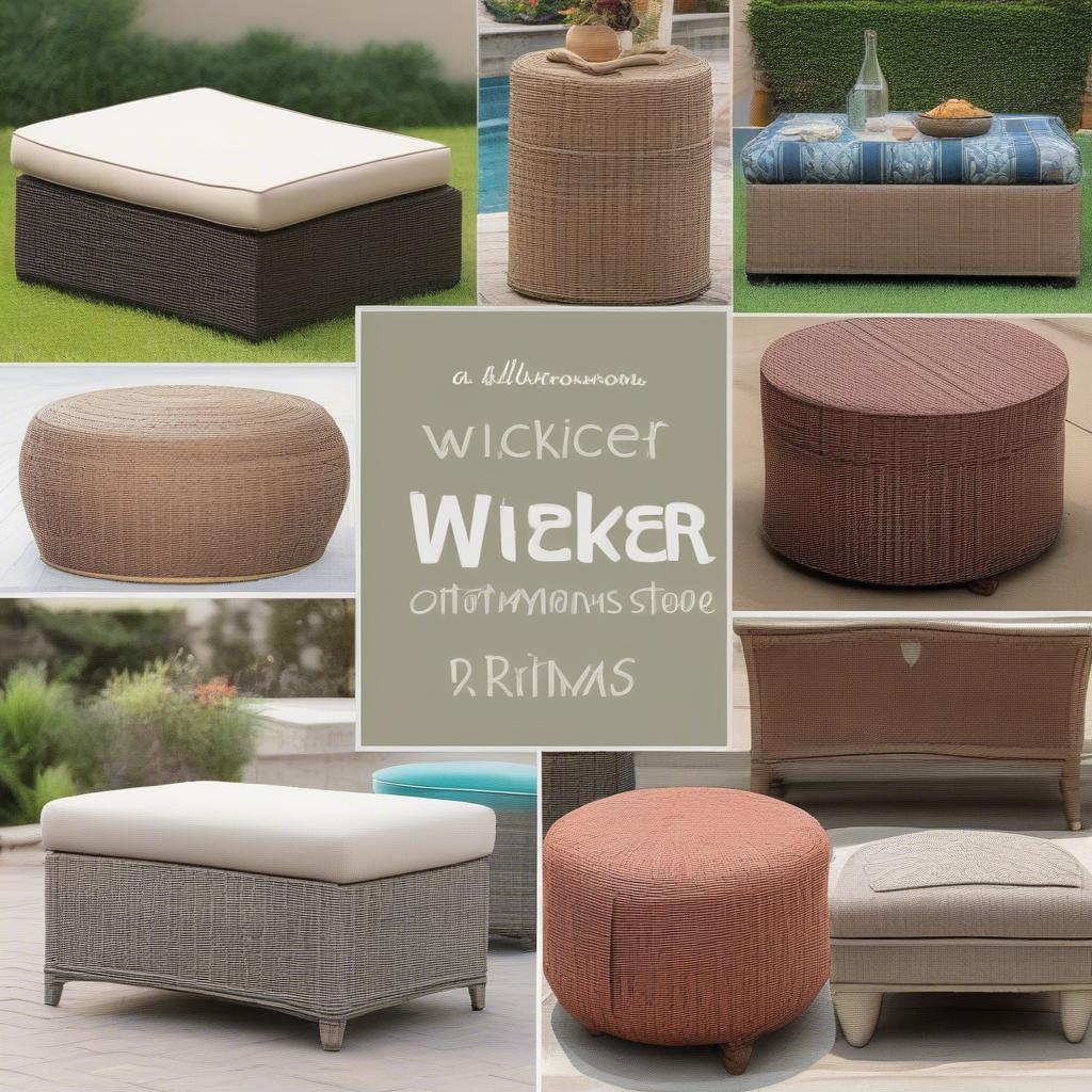 Different Styles of Outdoor Wicker Ottomans with Storage