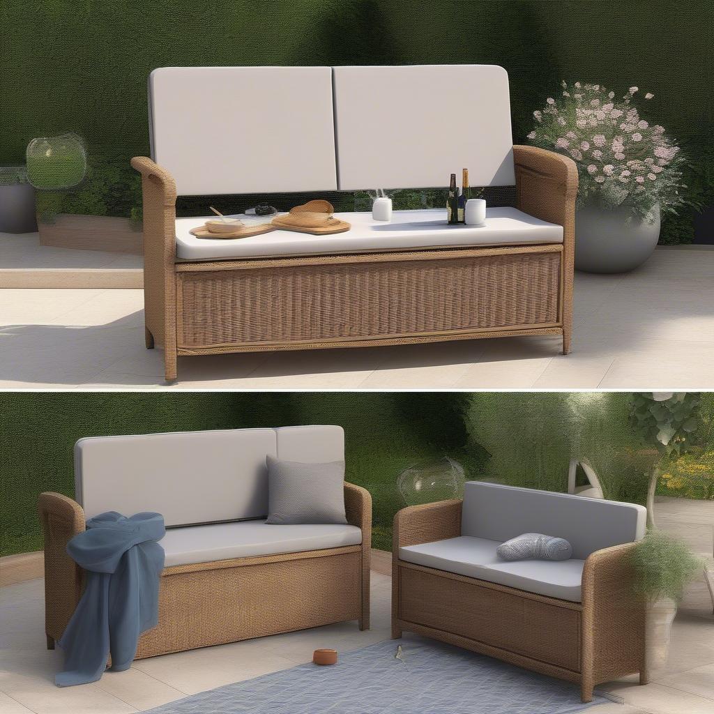 Outdoor Wicker Storage Bench Seat Box Uses