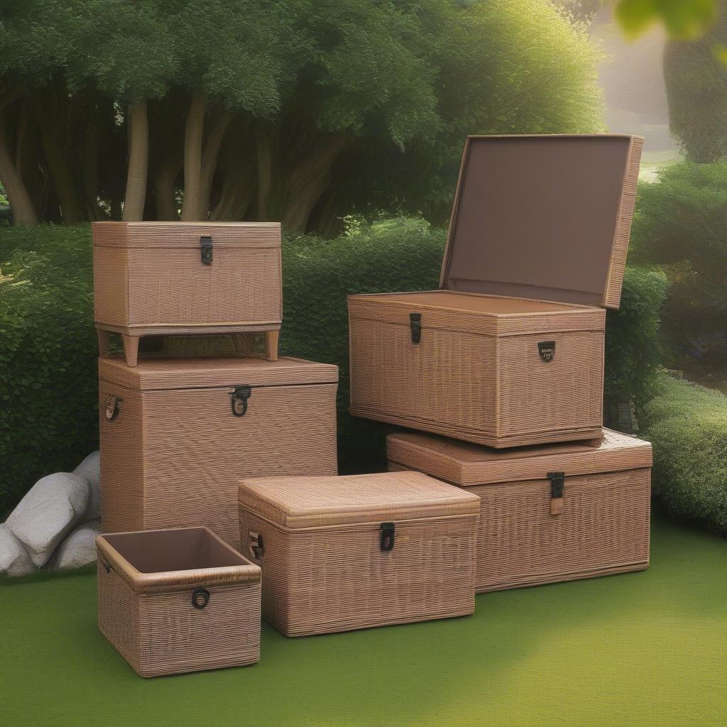 Outdoor Wicker Storage Boxes in Different Sizes