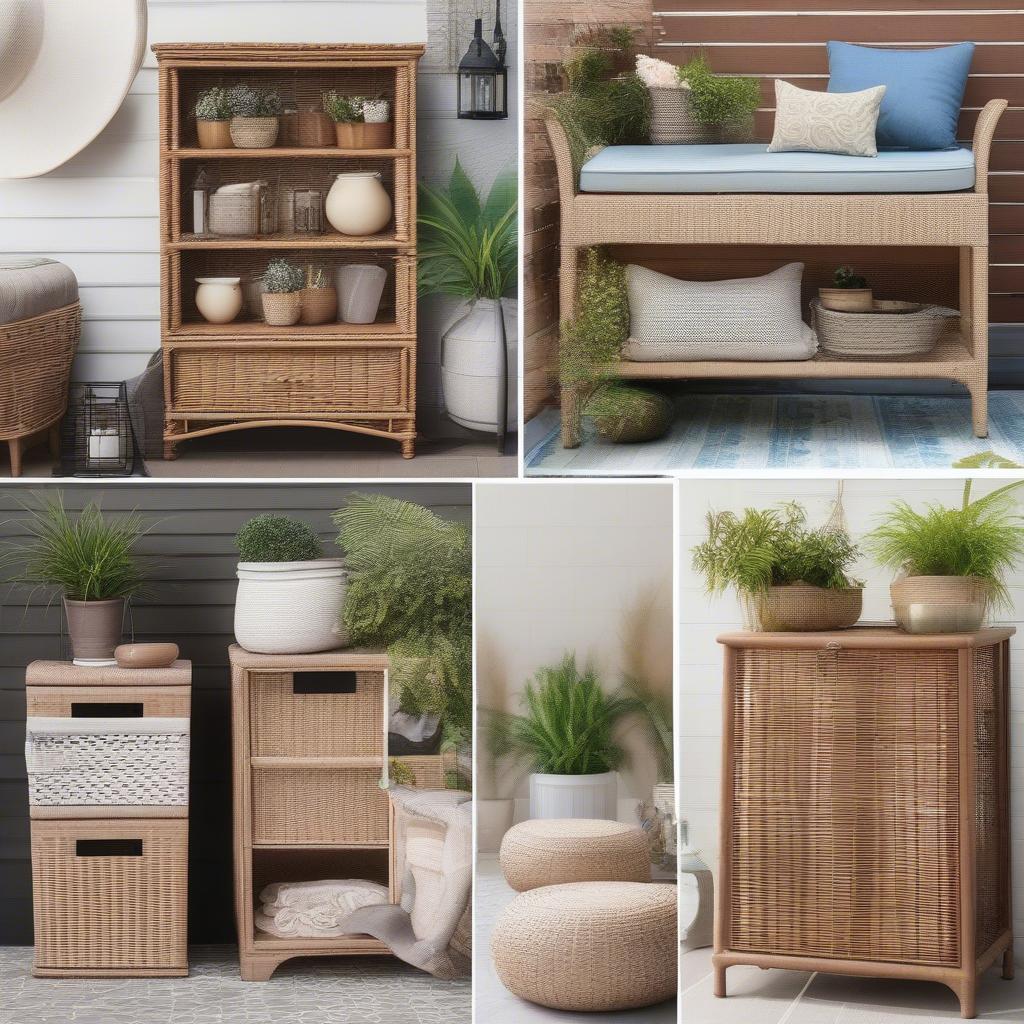 Decorating ideas for outdoor wicker storage cabinets.