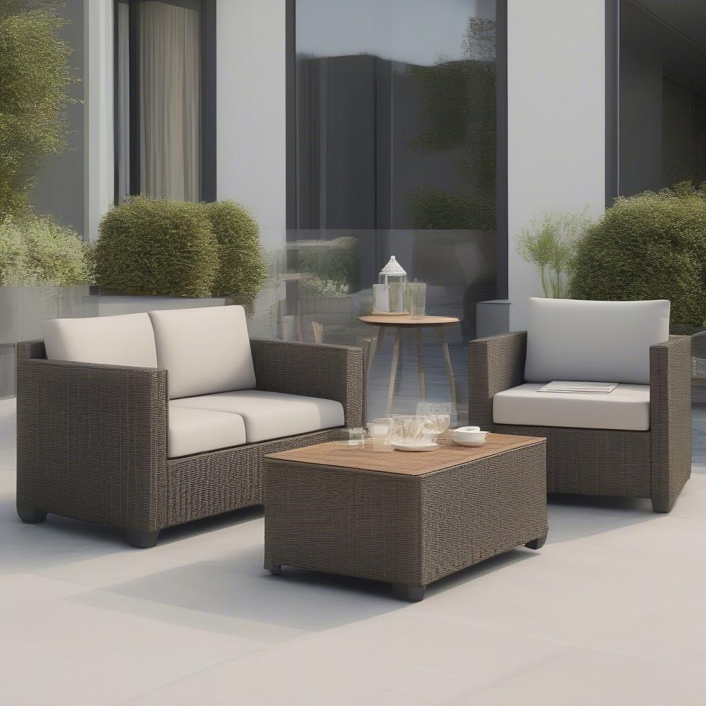 Outdoor Wicker Storage Side Table Size Comparison