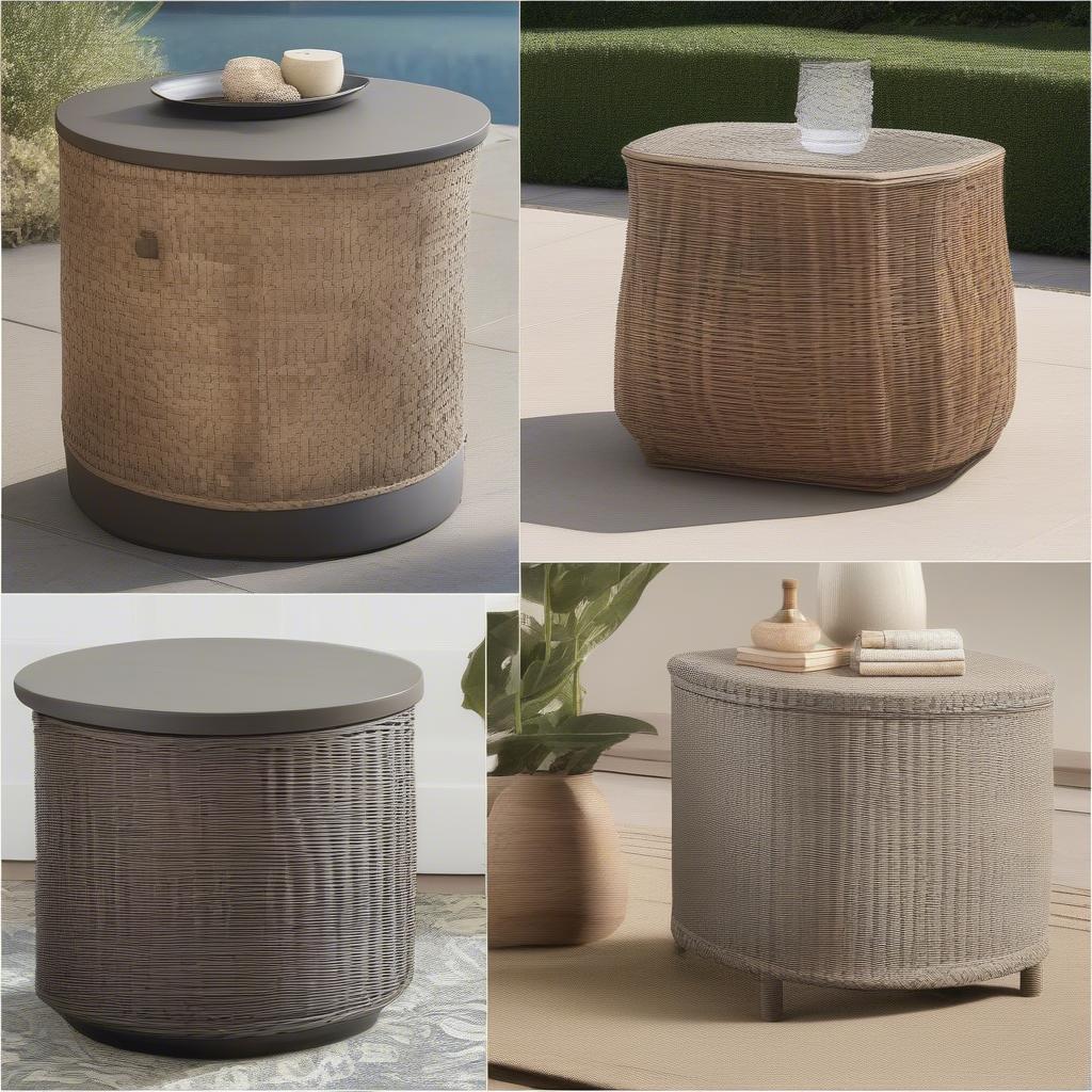 Different Styles of Outdoor Wicker Storage Side Tables