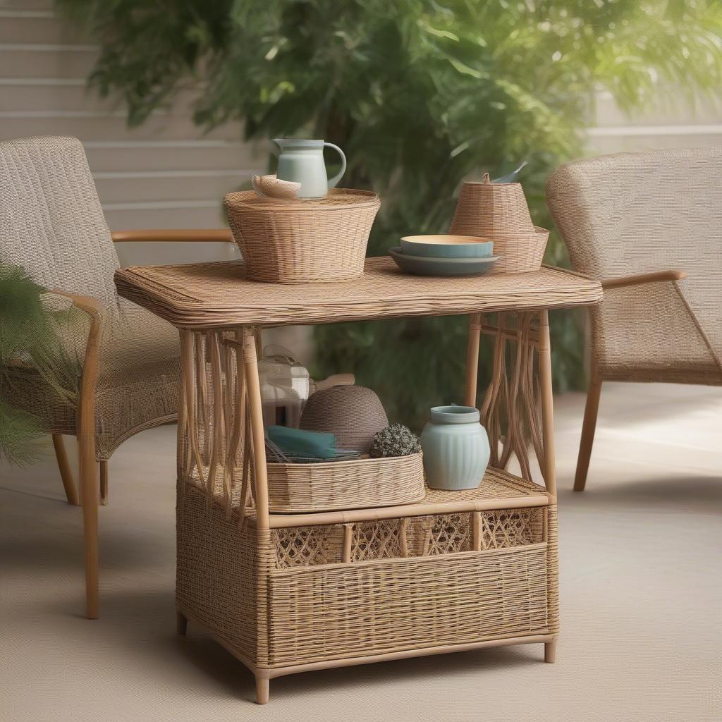 Different Styles of Outdoor Wicker Storage Tables