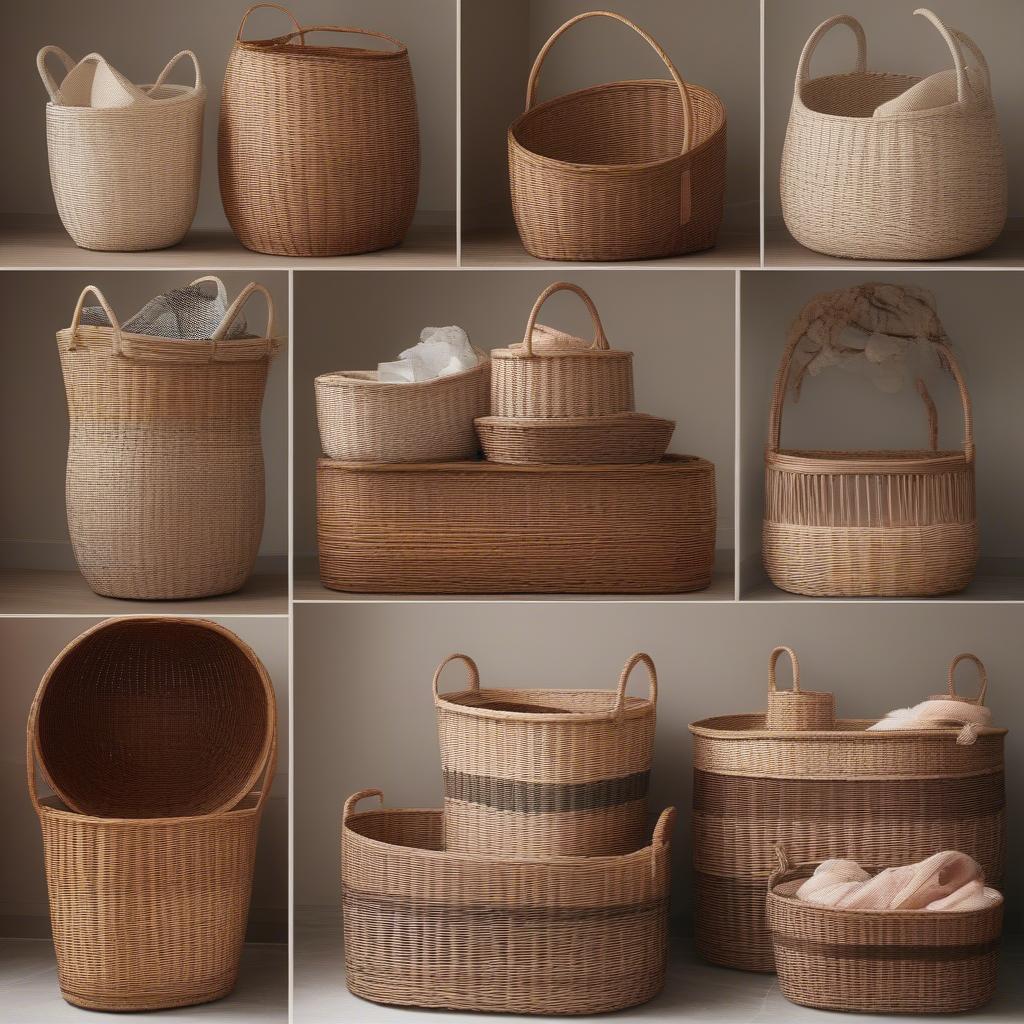 Various Styles of Oval Wicker Storage Baskets