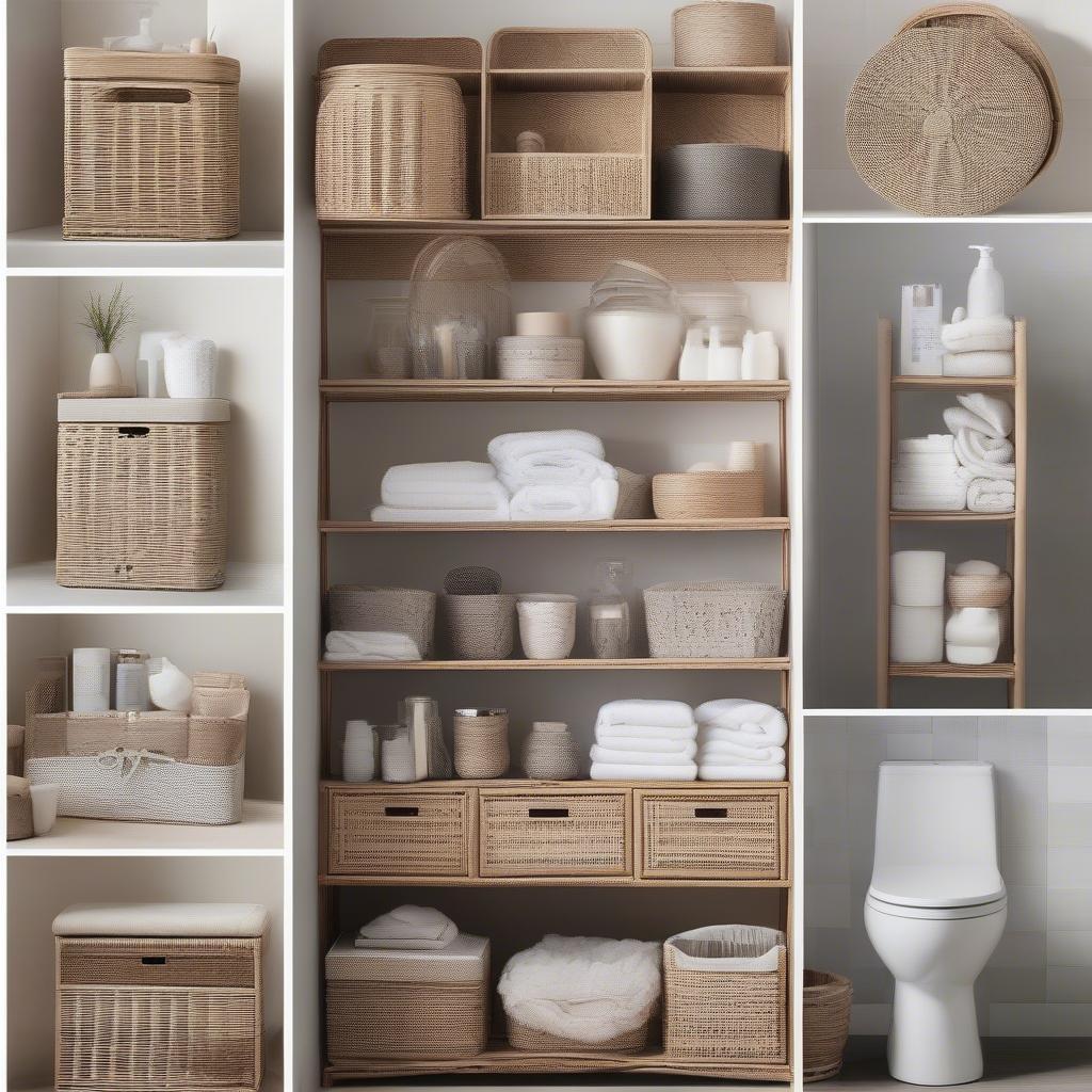 Different Styles of Over Toilet Wicker Storage