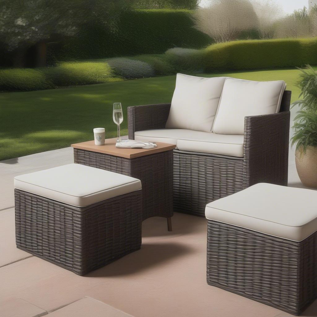 Comparing Sizes of Patio Wicker Storage Stools