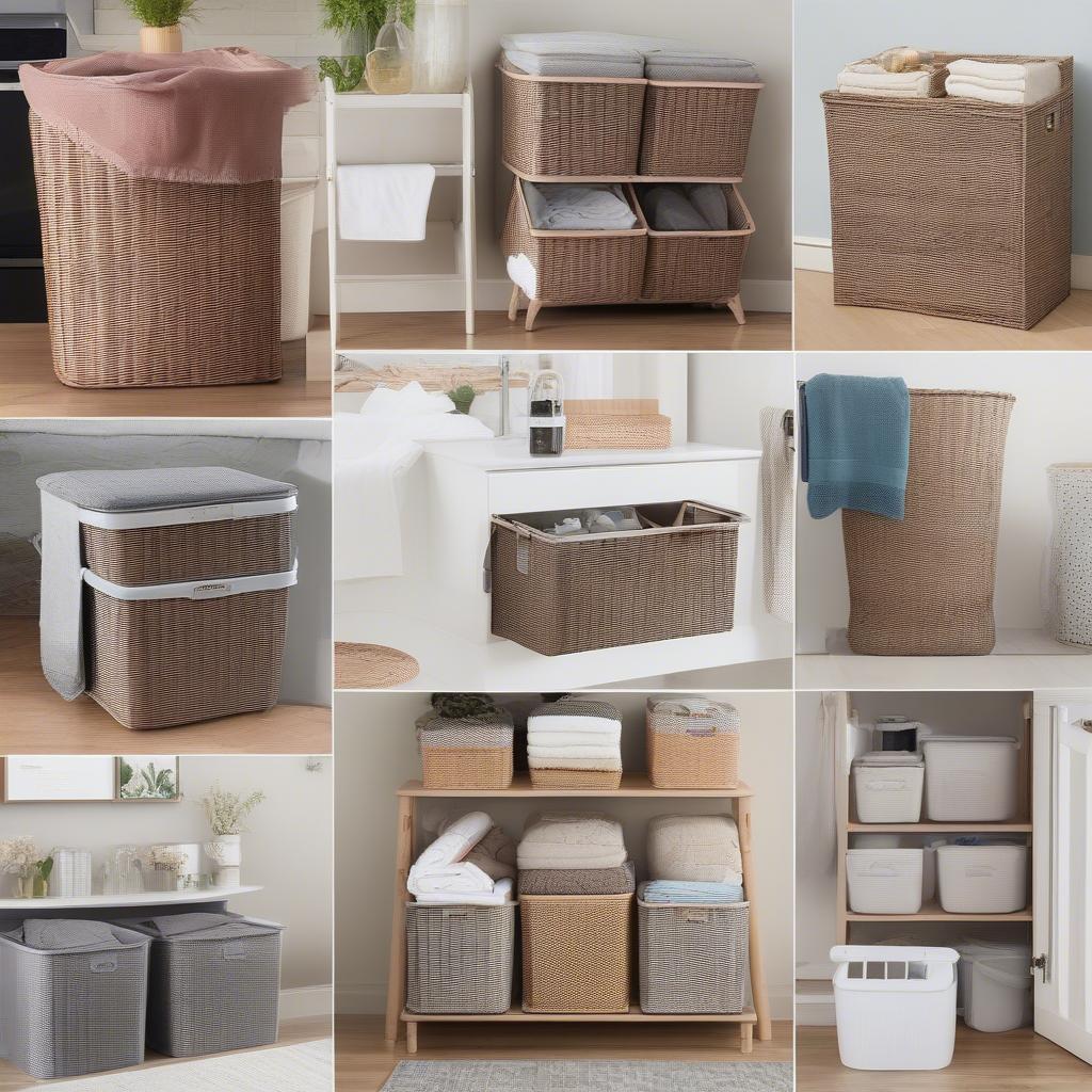 Plastic Wicker Bins in Different Home Settings