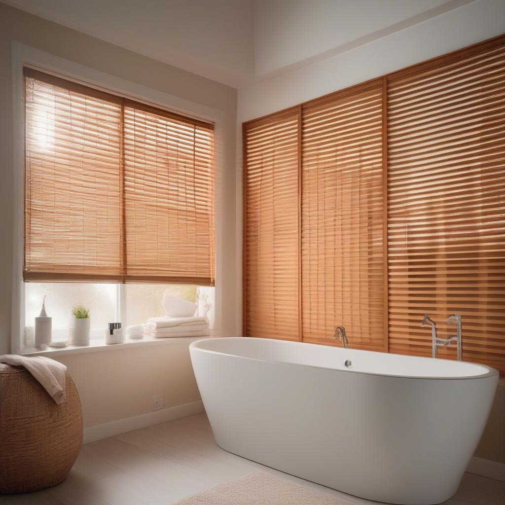 Plastic Wicker Blinds in a Bathroom