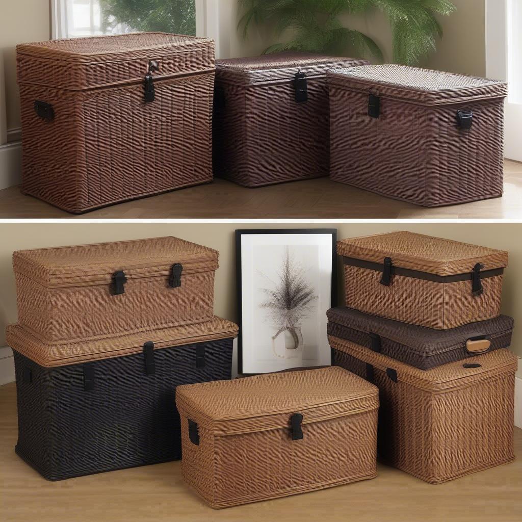 Plastic Wicker Storage Trunks in Various Sizes