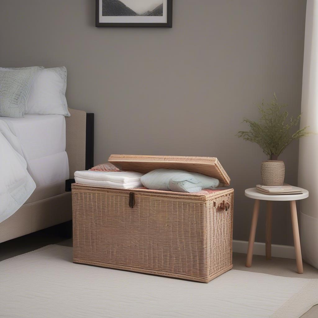 Plastic Wicker Trunk in Bedroom Setting