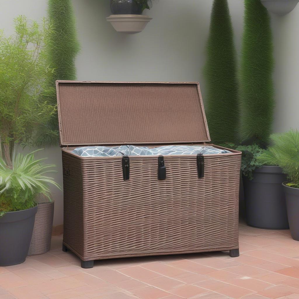 Plastic Wicker Trunk in Outdoor Setting